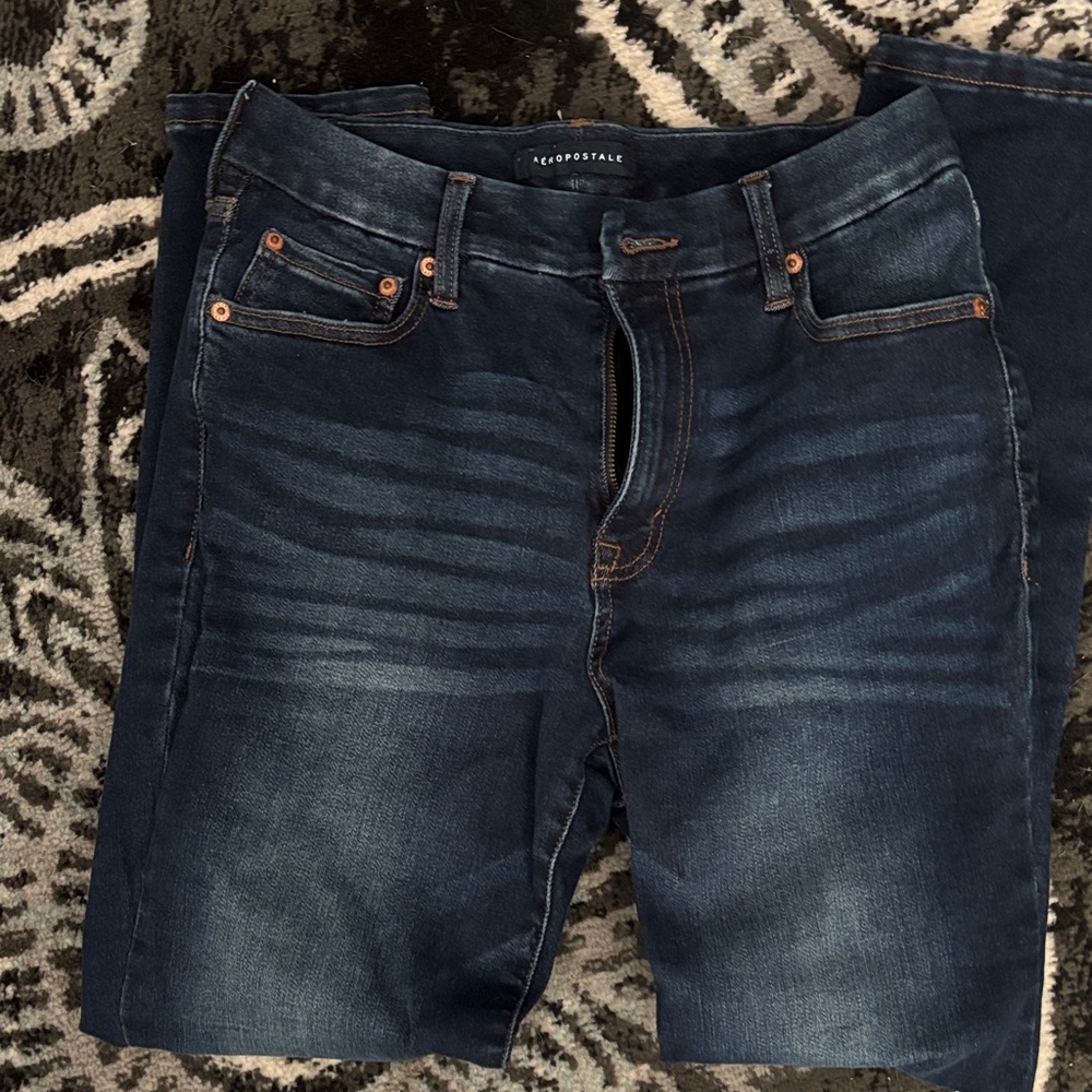 Aeropostale womens Dark Indigo Slim Straight Jeans